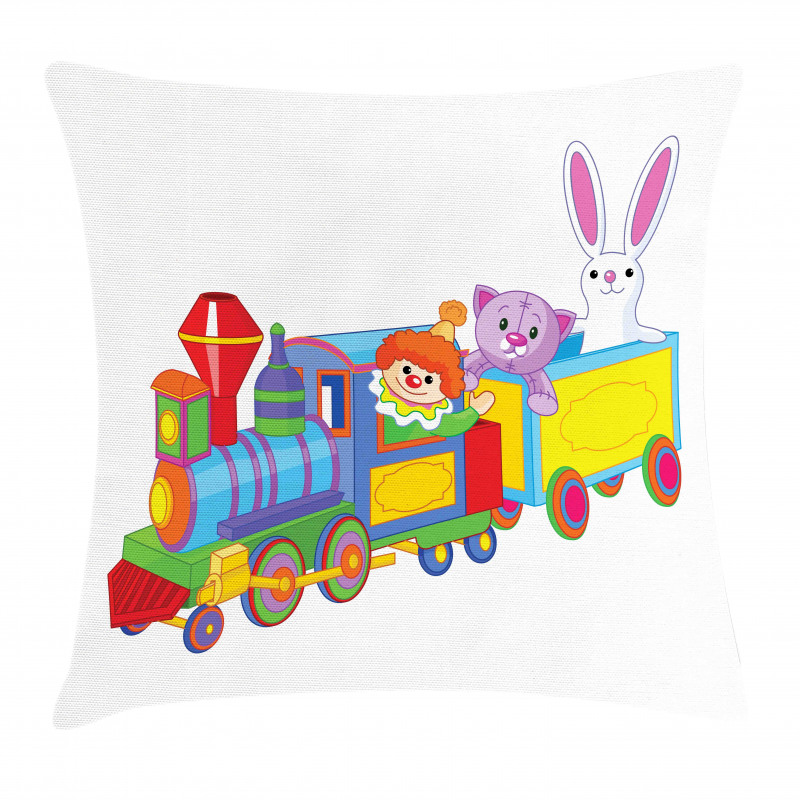 Clown Cat Bunny Train Pillow Cover