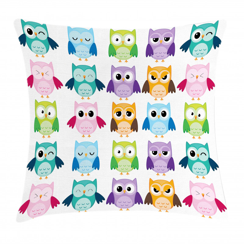 Friendly Bird Owl Comic Pillow Cover