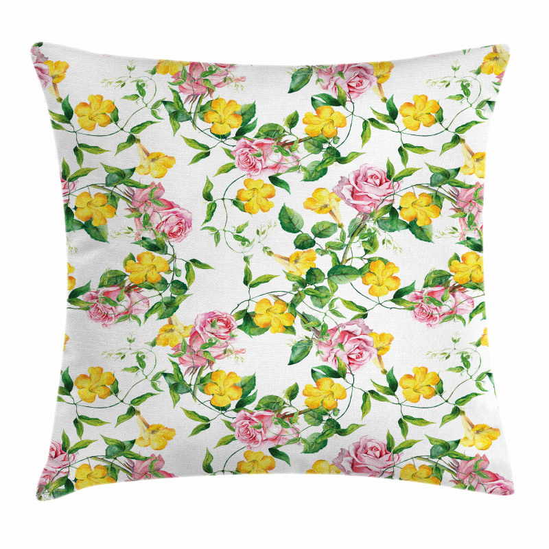 Bindweed Roses Pillow Cover