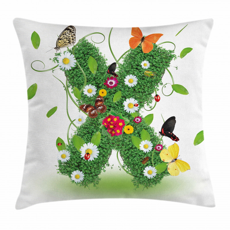 Spring Themed Alphabet Pillow Cover