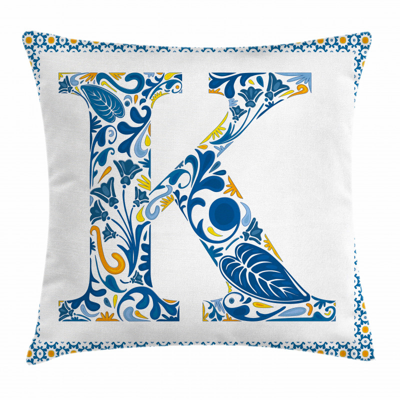 Leaves Blooms Initial Pillow Cover