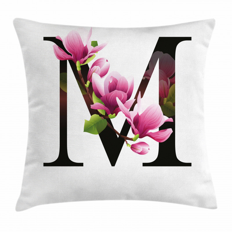 M with Magnolia Floral Pillow Cover