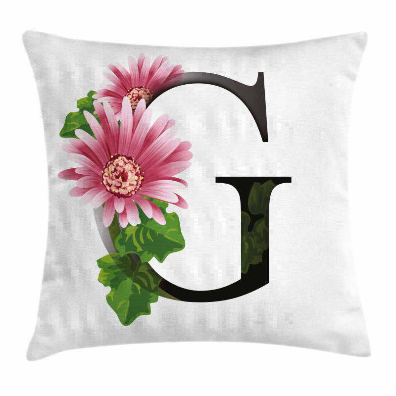 Gerbera Blossom G Font Pillow Cover