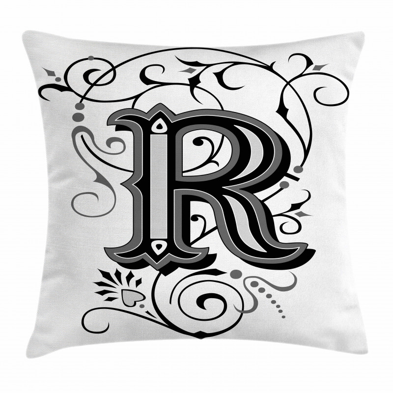 Antique R Typography Pillow Cover