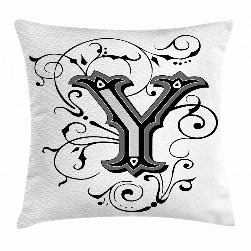 Capital Y Calligraphy Pillow Cover