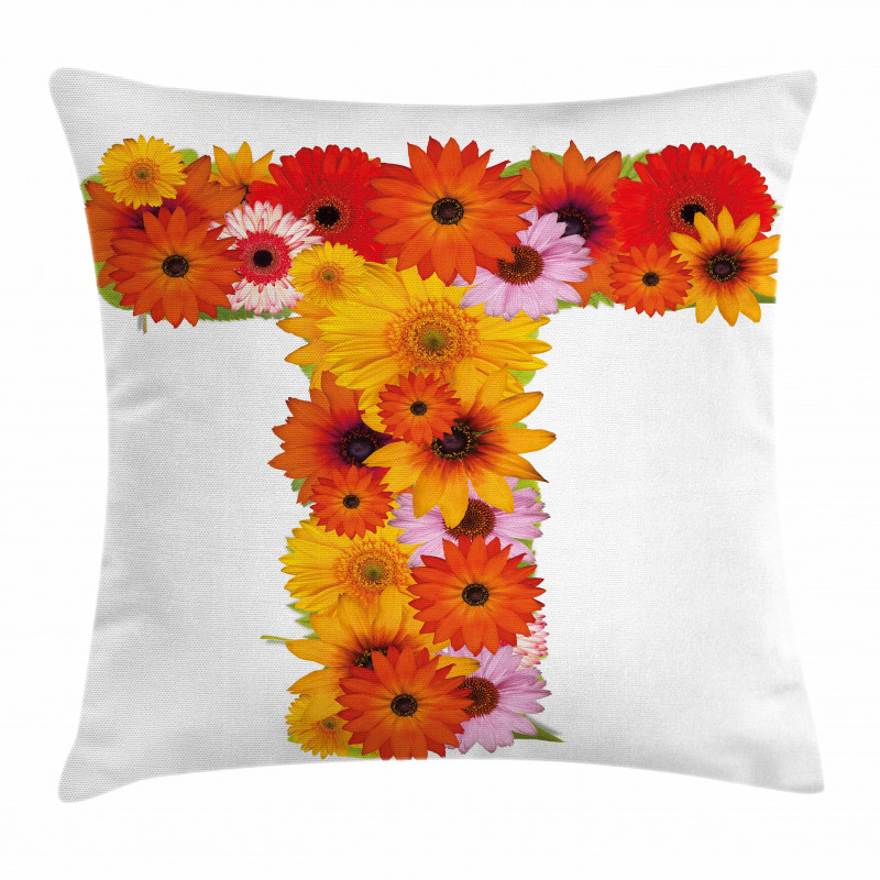 T Shaped Floral Design Pillow Cover