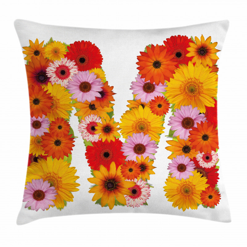 Flower Alphabet Daisy Pillow Cover