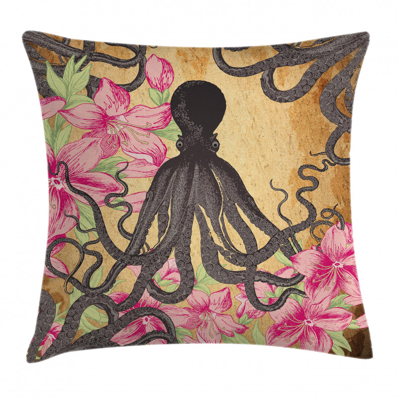 Kraken Roses Leaves Pillow Cover