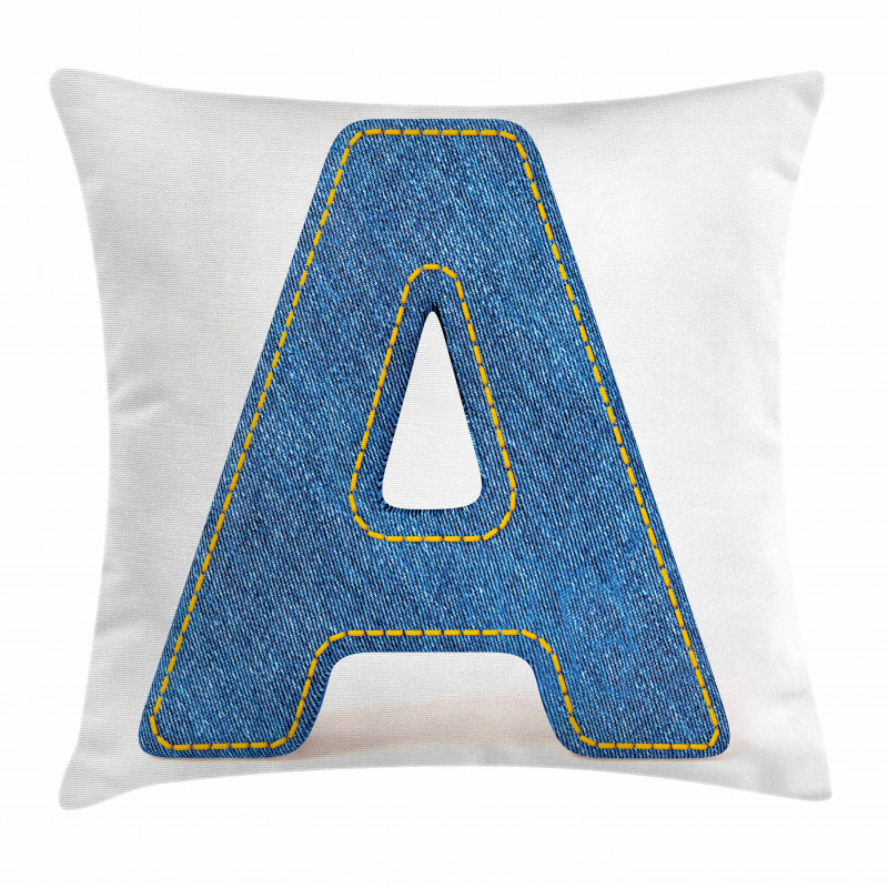 Blue Uppercase Jeans Pillow Cover