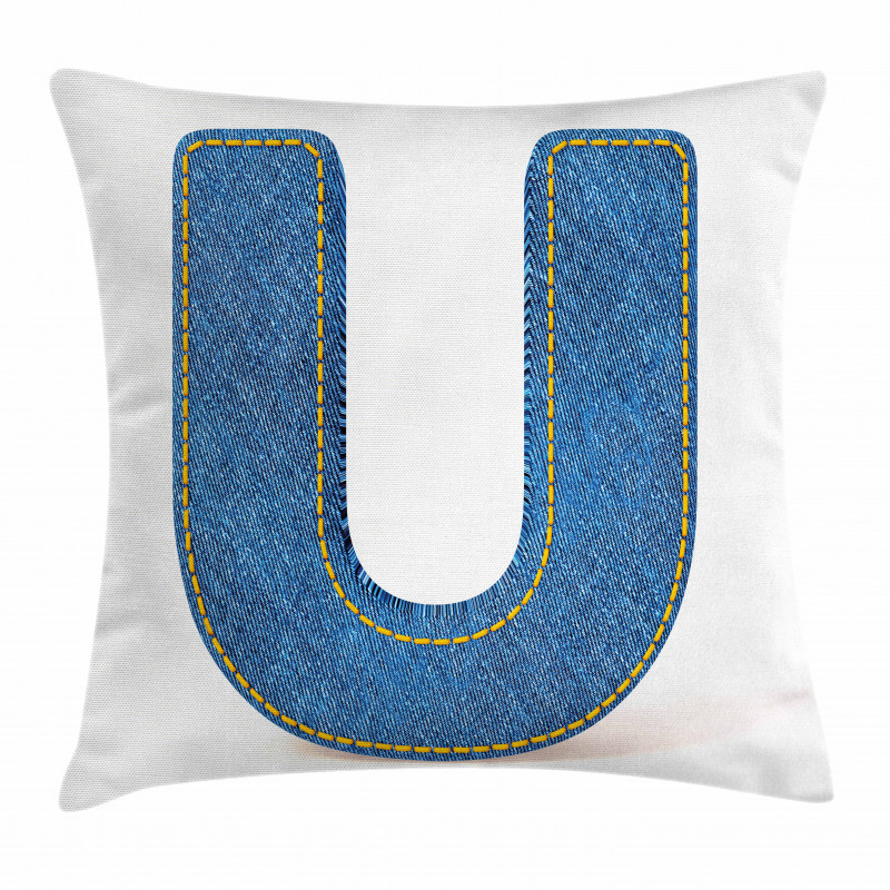 Denim Letter Alphabet Pillow Cover