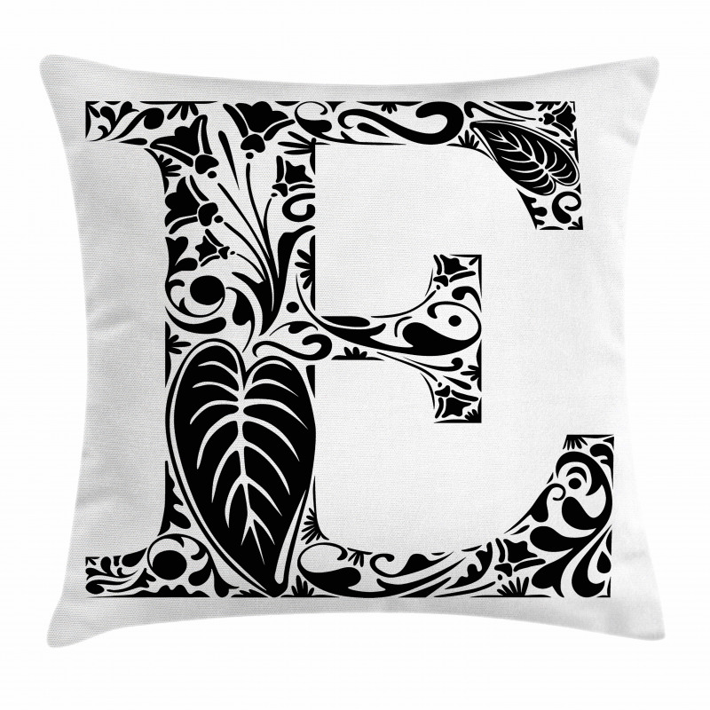 Floral Swirls Big Leaf Pillow Cover