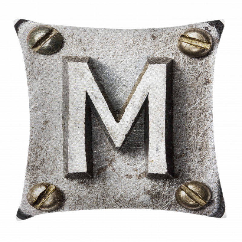 Steel Typeset Grunge Pillow Cover