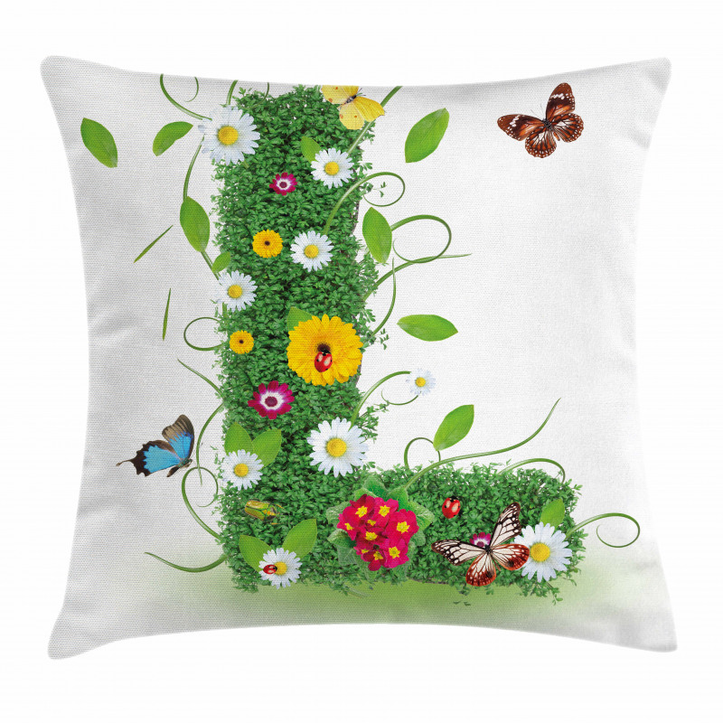 Flower Themed Image L Pillow Cover