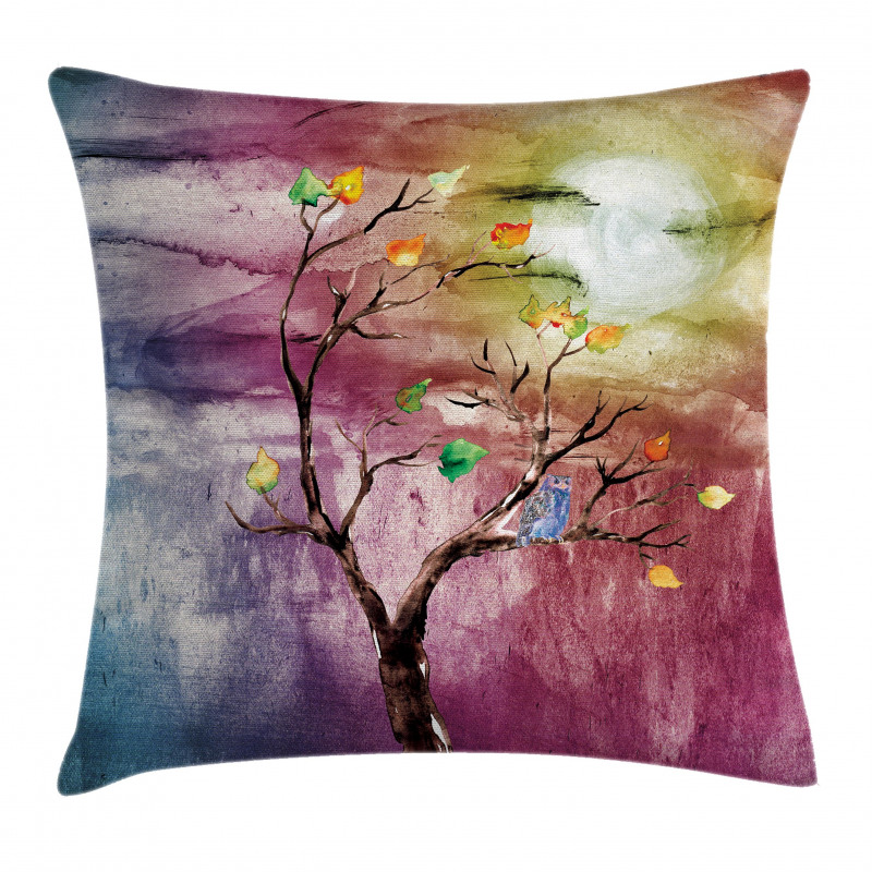Owl on Tree Pillow Cover