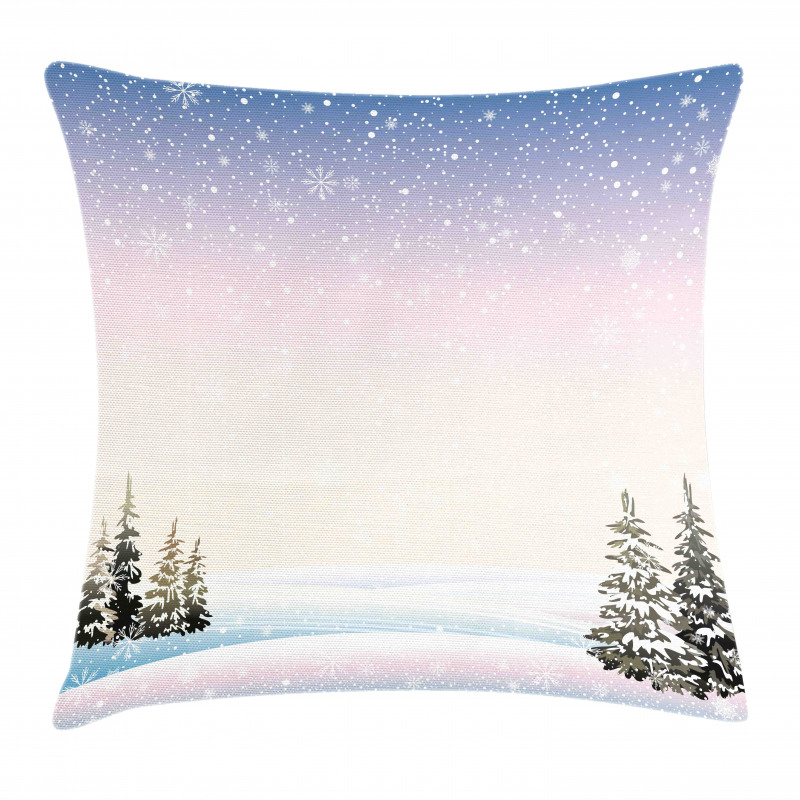 Snowfall and Pine Trees Pillow Cover