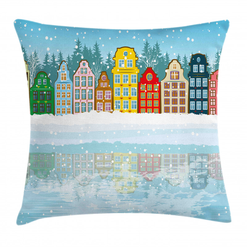 Christmas Houses Sea Pillow Cover