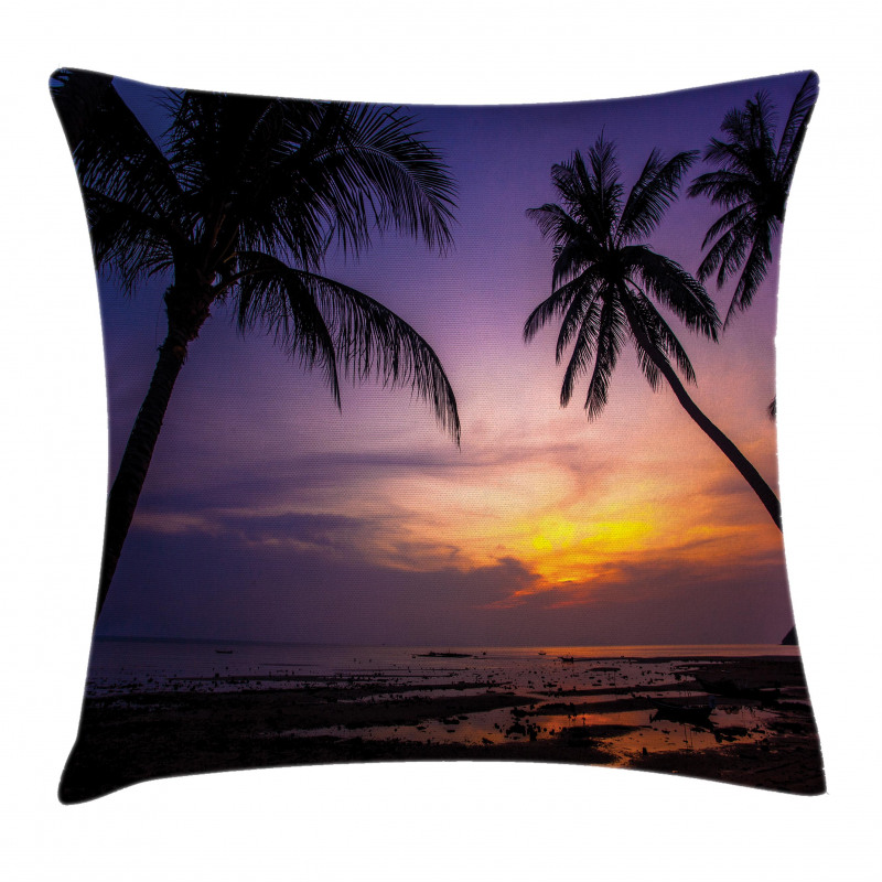 Vivid Twilight Palm Trees Pillow Cover