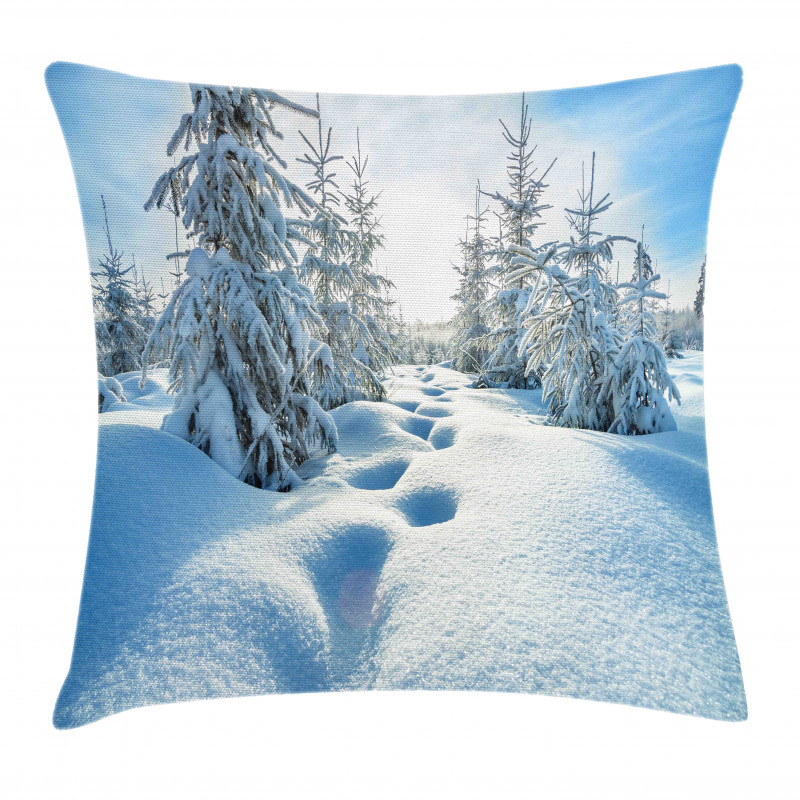 Blue Sky Tree Footprints Pillow Cover