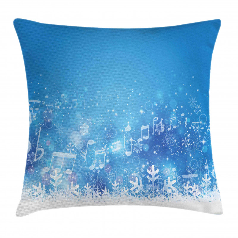 Music Notes Snowflakes Pillow Cover