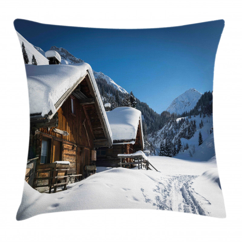Houses Austria Mountains Pillow Cover