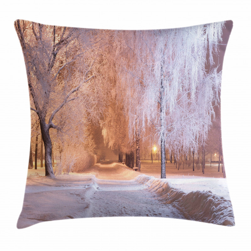 Night Scene Frozen Trees Pillow Cover