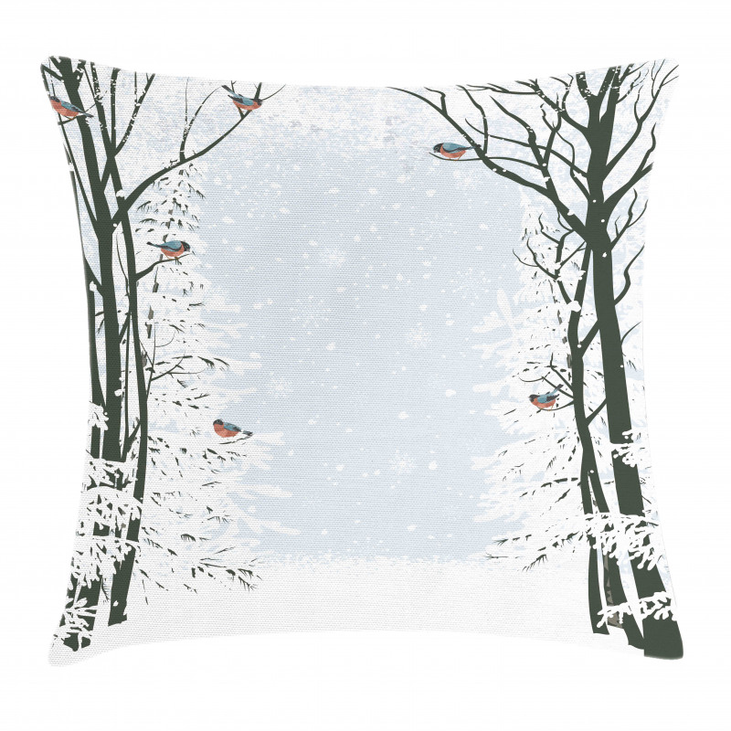 Trees Bullfinch Birds Pillow Cover