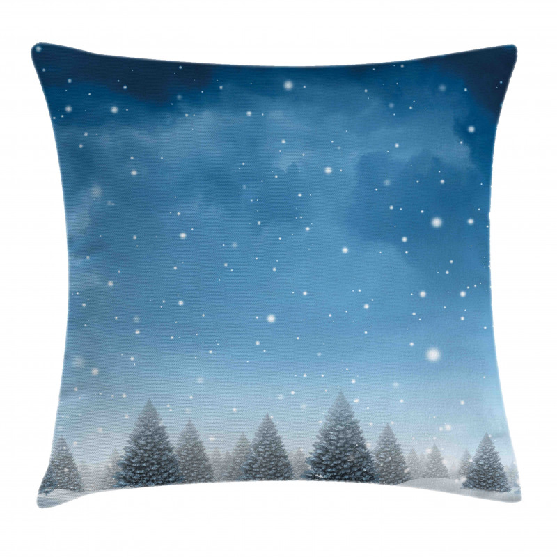 Xmas Blue Forest Trees Pillow Cover