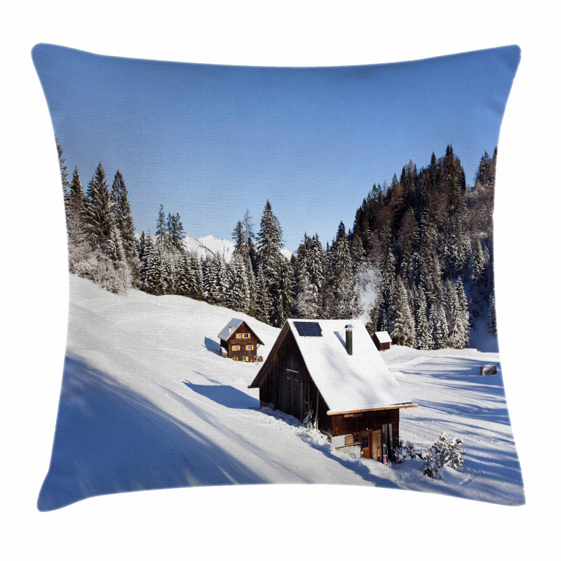 Log Cabins in Mountains Pillow Cover