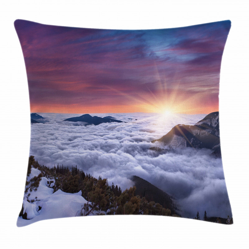 Winter Landscape Sunset Pillow Cover