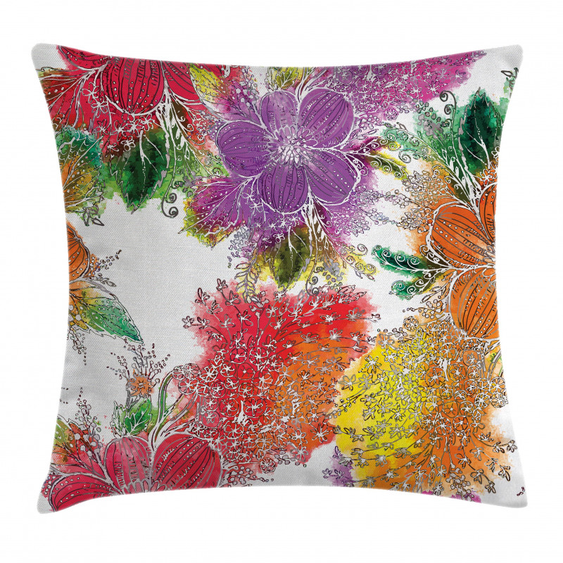 Abstract Colorful Flowers Pillow Cover