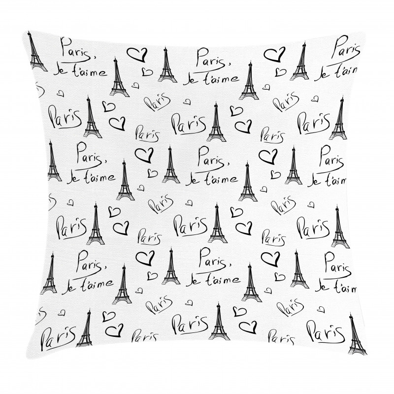 Eiffel Je T'aime Doodle Pillow Cover