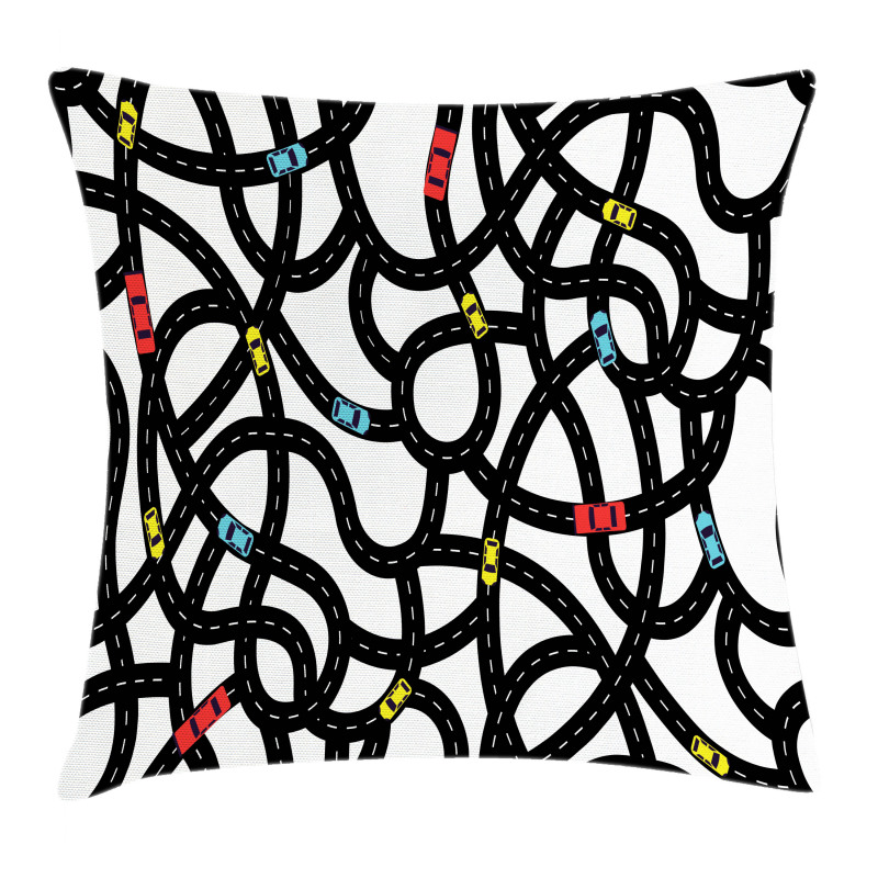 Urban Themed Road Design Pillow Cover