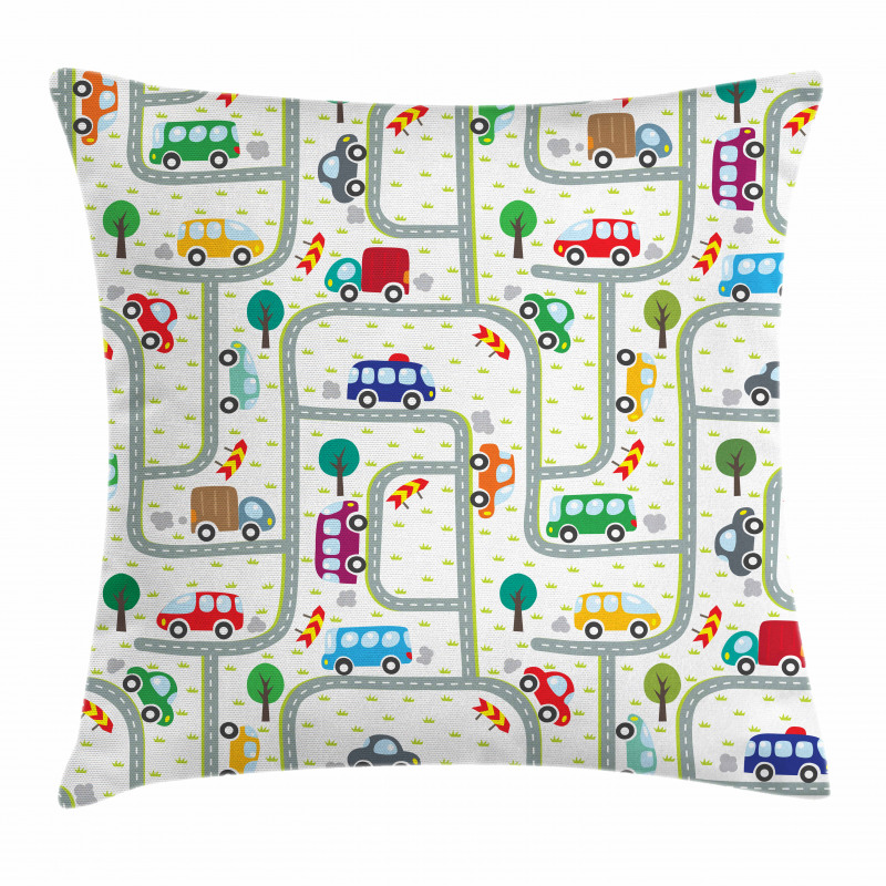 Children on Traffic Pillow Cover