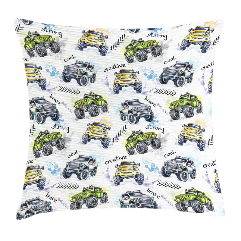 Hand Drawn Monster Truck Pillow Cover