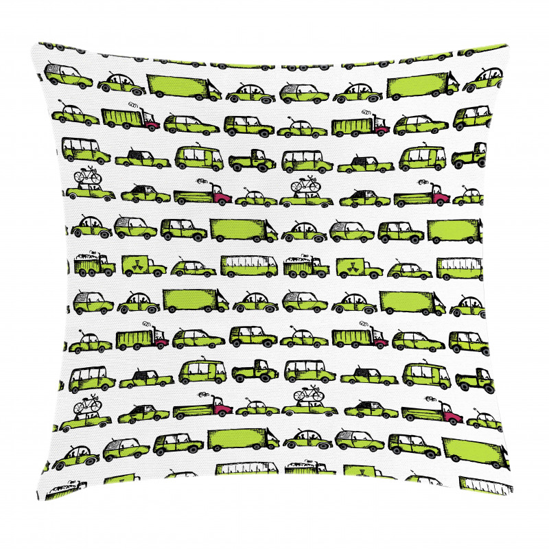 Sedans Bus Traveling Theme Pillow Cover