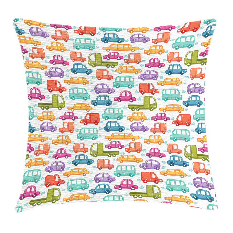 Vibrant Doodle Style Rides Pillow Cover