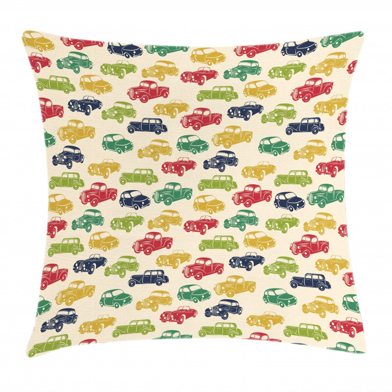 Curved Edged Vehicle Drawn Pillow Cover