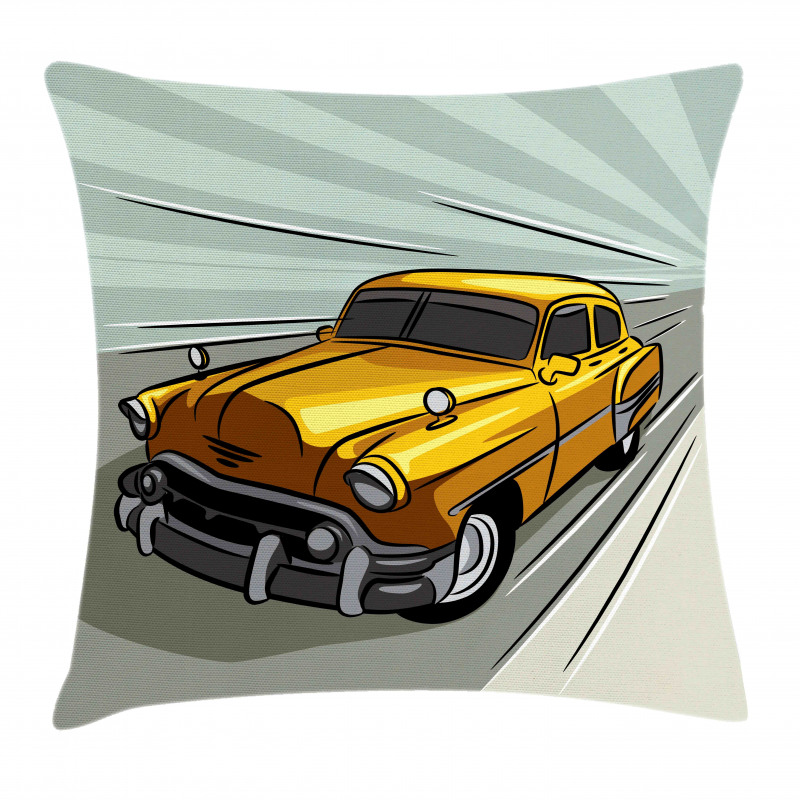 Yellow Vehicle Speeding Pillow Cover