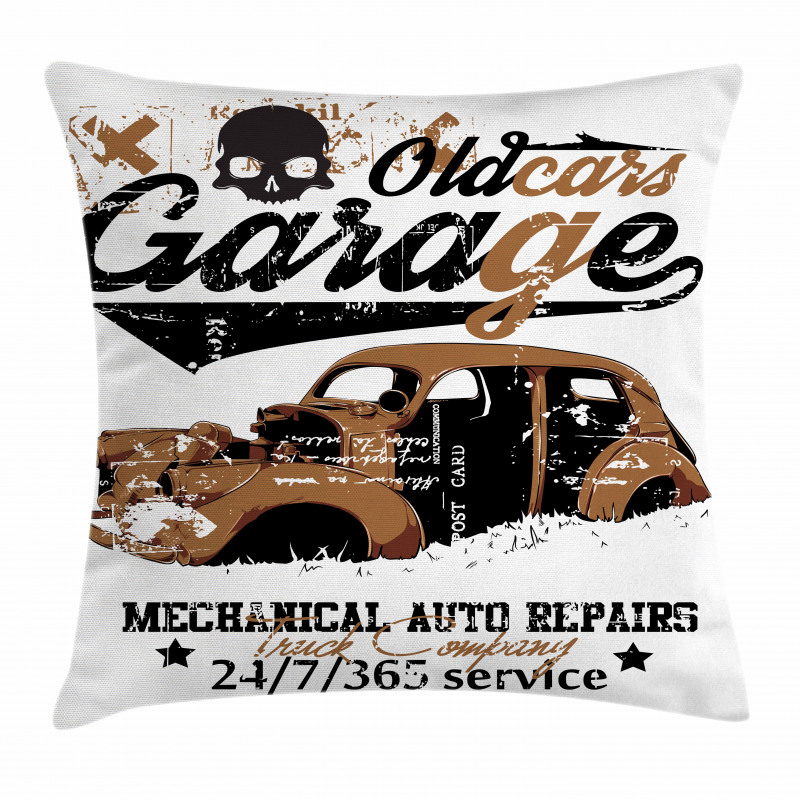 Old Garage Auto Repair Pillow Cover