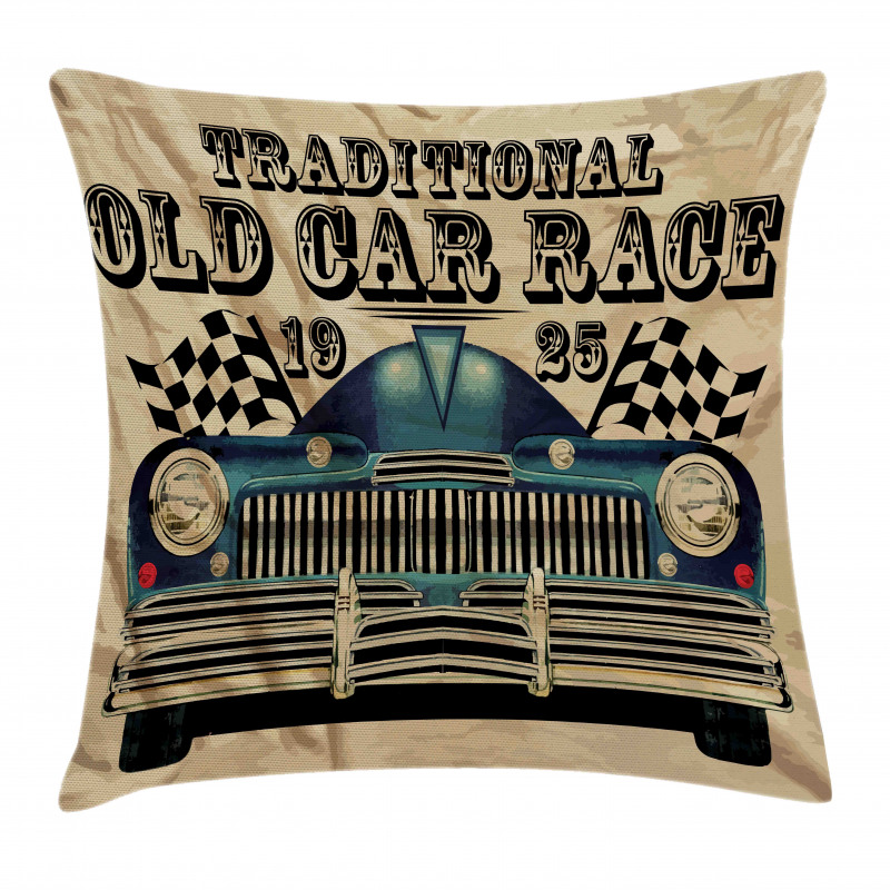 Traditional Old Race Car Pillow Cover