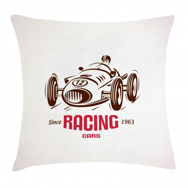 Retro Race Car Emblem Pillow Cover