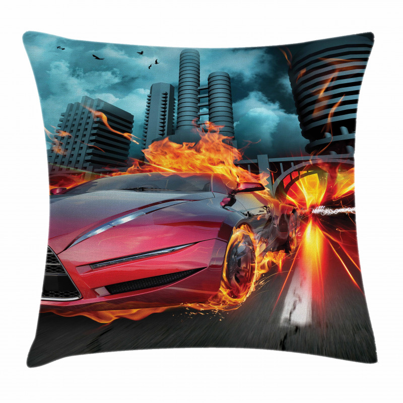 Red Hot Concept Car Flames Pillow Cover