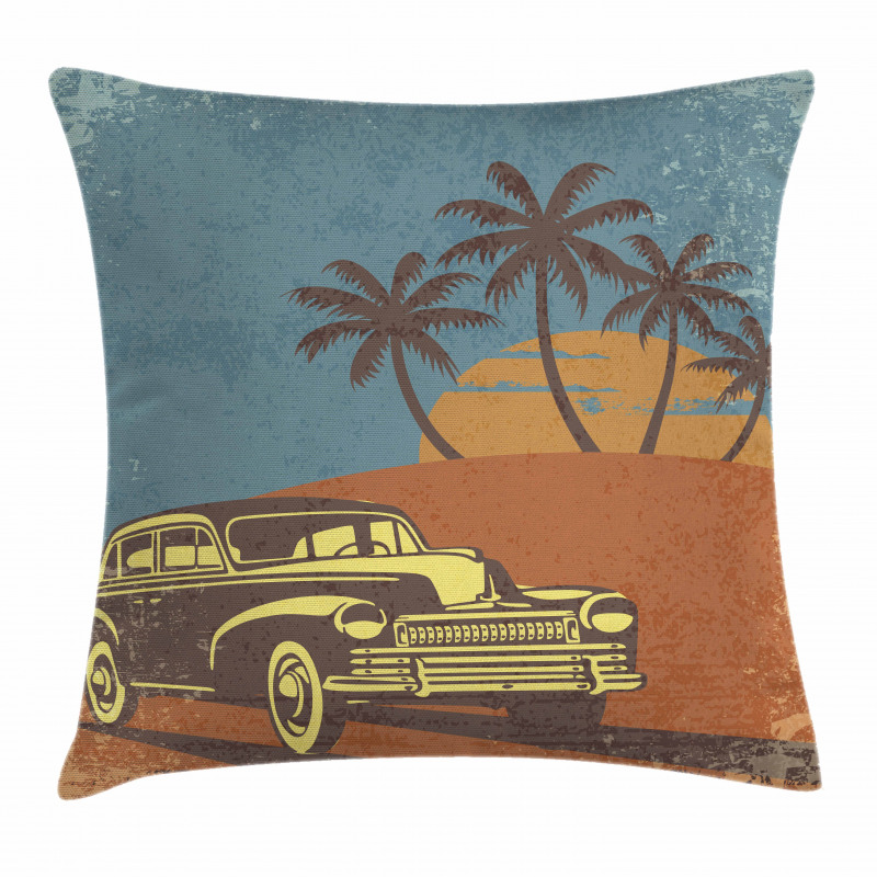 Vintage Ride on the Beach Pillow Cover