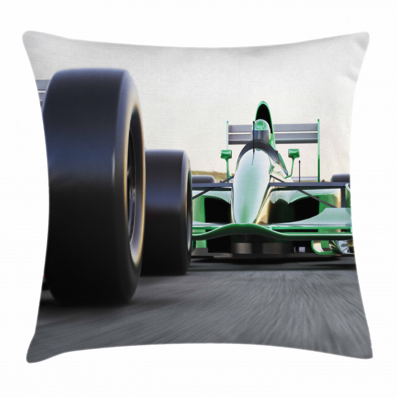 Indy Cars on Asphalt Road Pillow Cover