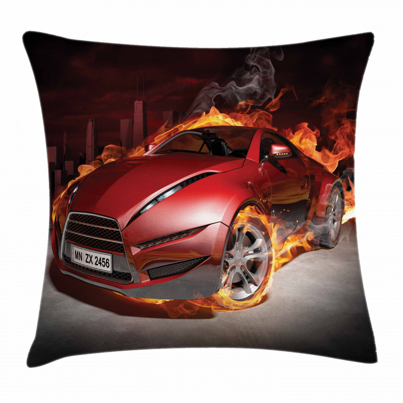 Burnout Tires Sport Car Pillow Cover