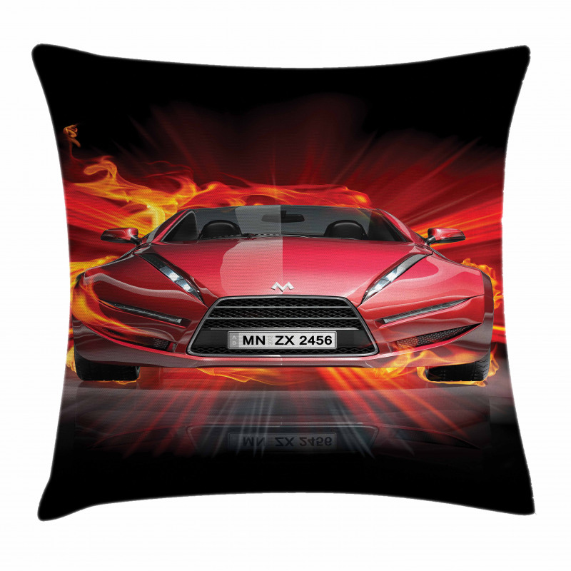 Fire Car Speeding Flames Pillow Cover