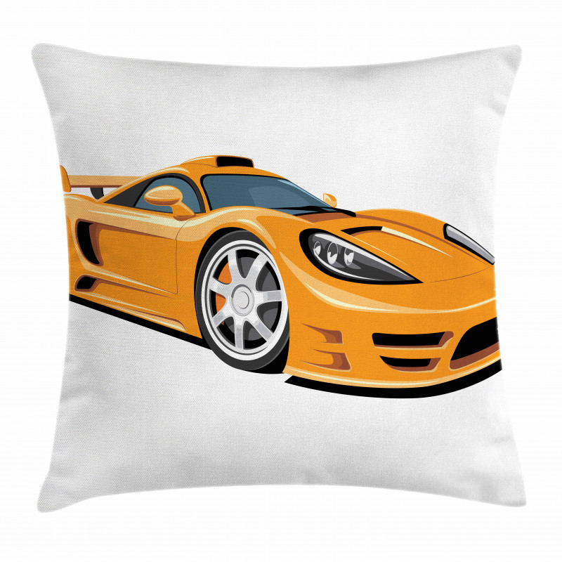 Orange Fast Sports Car Pillow Cover