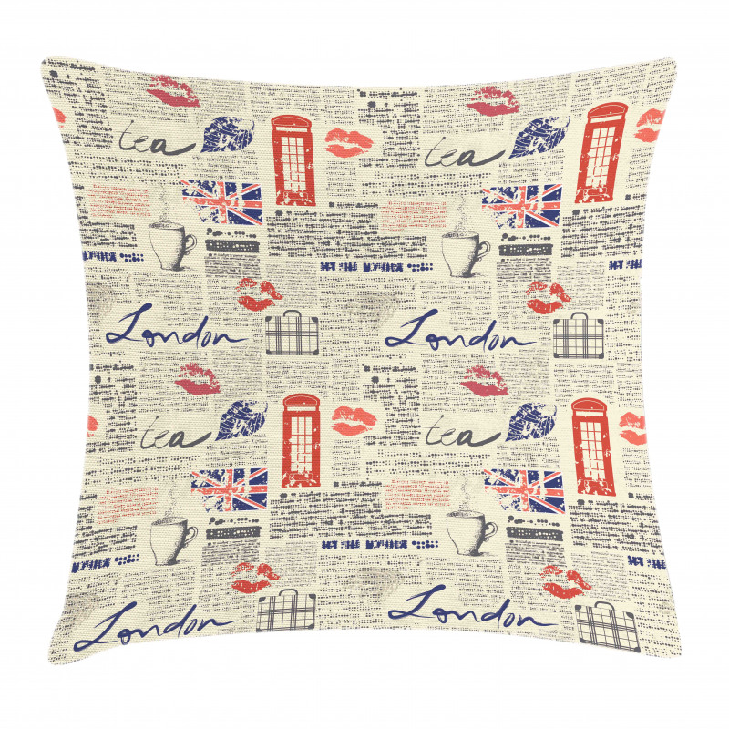 Newspaper Kiss Marks Pillow Cover