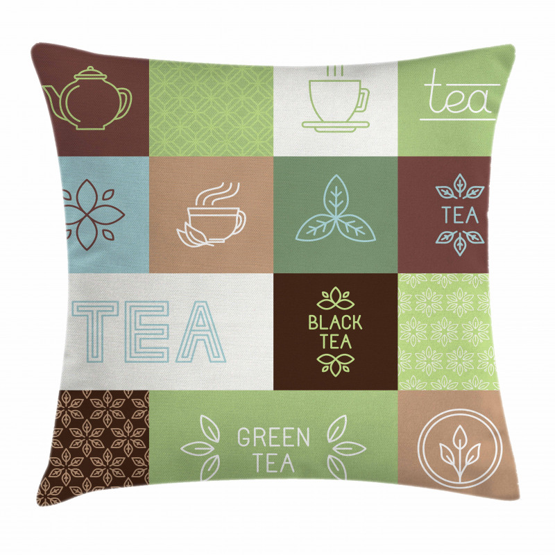 Checkered Tea Images Pillow Cover