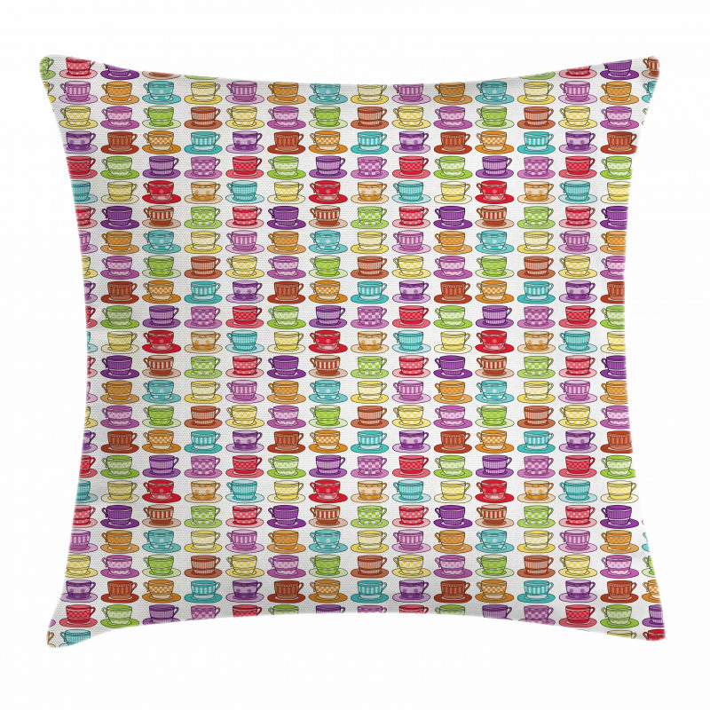 Colorful Cup Design Pillow Cover